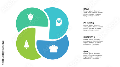 Creative concept for infographic with 4 steps, options, parts or processes. Business data visualization.