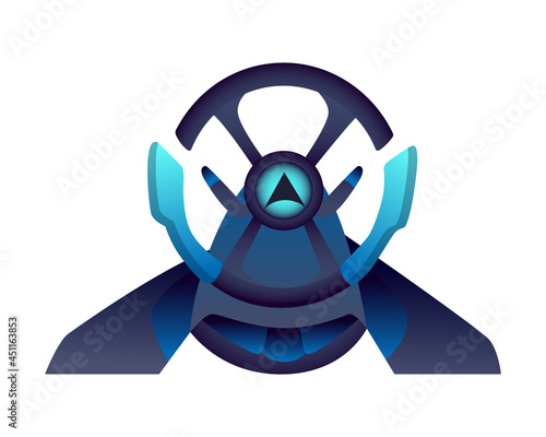 Gaming equipment. Steering wheel for gaming entertainment. E-sport accessorie. Element for gamer tournament or championship