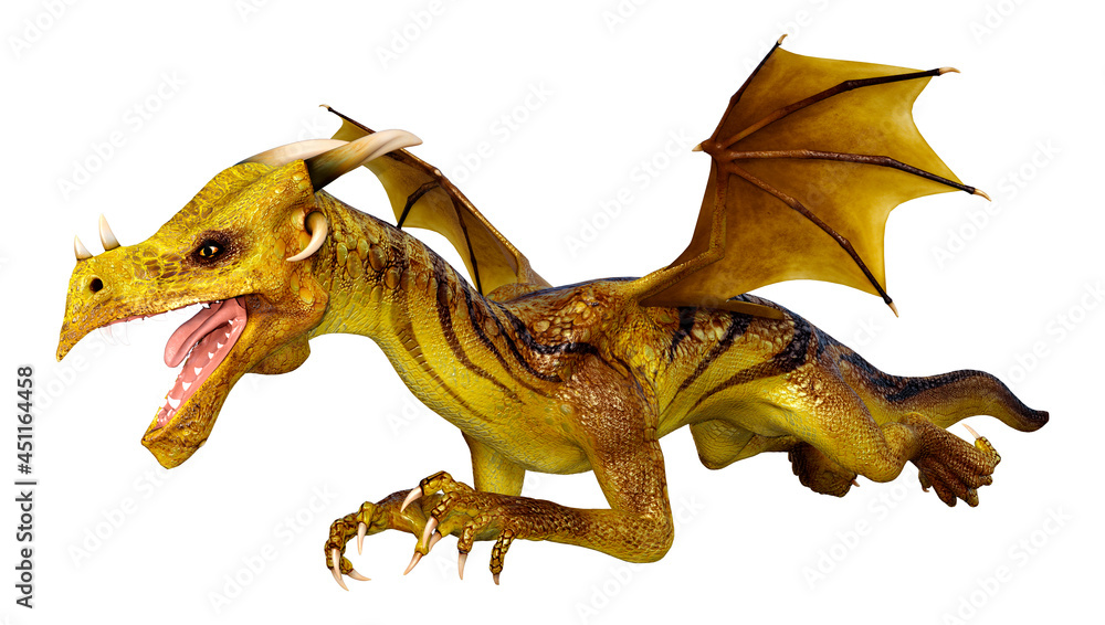 Fototapeta premium 3D Rendering Fairy Tale Dragon on White