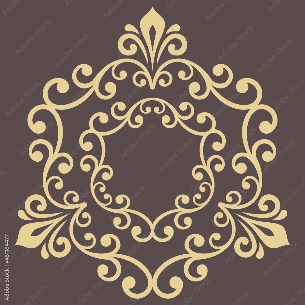 Oriental vector pattern with arabesques and floral elements. Traditional classic brown and golden ornament. Vintage pattern with arabesques Oriental vector pattern with arabesques and floral elements. Traditional classic brown and golden ornament. Vintage pattern with arabesques