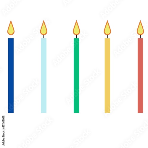 Vector work set of multi-colored festive candles.