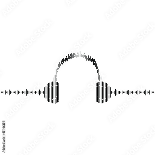 Headphone icon with the sound wave