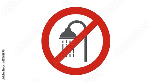 Shower prohibited icon. Vector isolated editable illustration