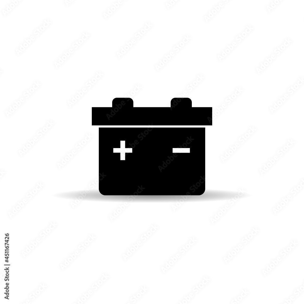 car battery icon. vector sign on flat design on white background car battery icon. vector sign on flat design on white background