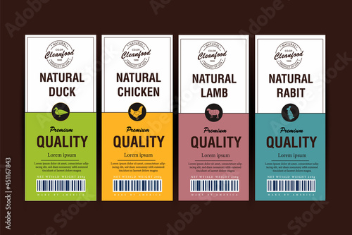 Fine Quality Organic Meat and Poultry Vertical Labels Set. Modern Typography and Hand Drawn Pig