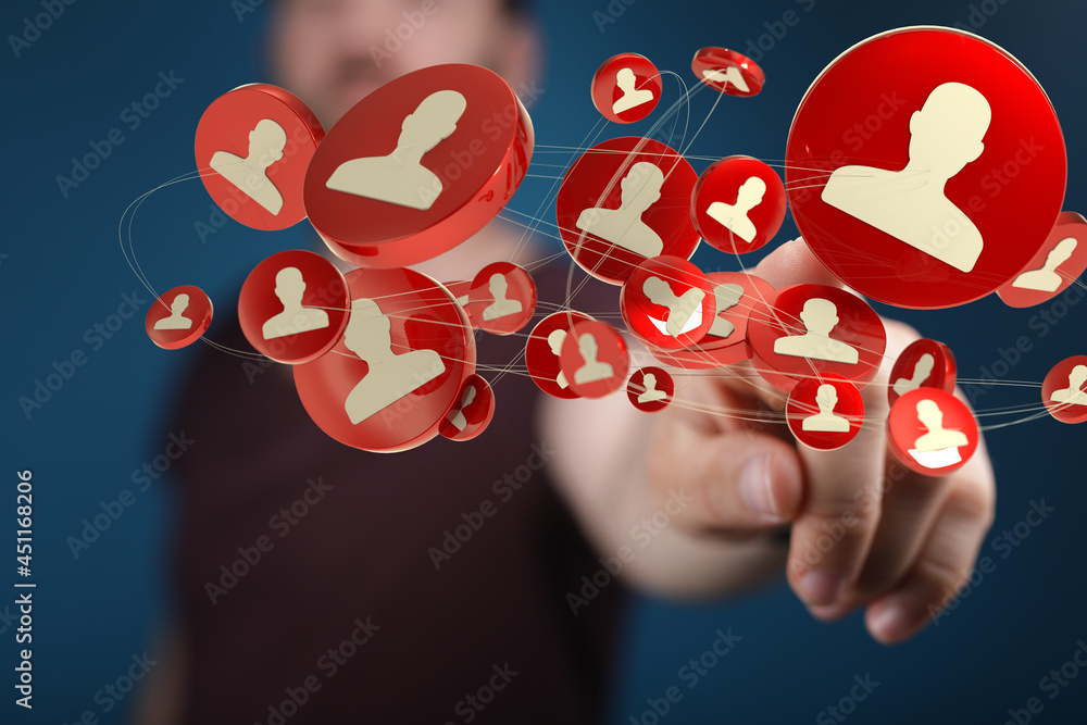 3d network in hand people 3d network in hand people