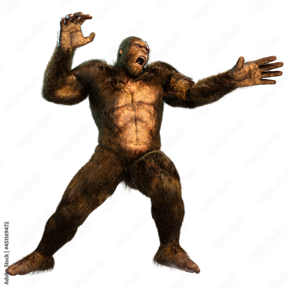 3D Rendering Sasquatch on White 3D Rendering Sasquatch on White