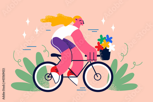 Riding Bike and street summer activities concept