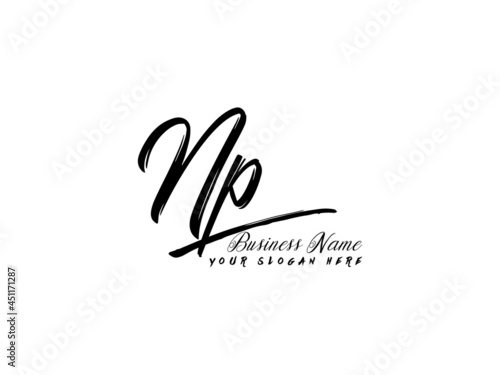 Initial NP Brush Logo, Signature np letter Logo template vector stock