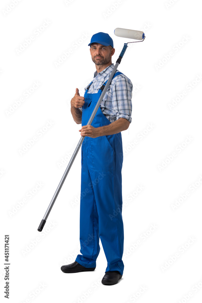 House painter with paint roller House painter with paint roller