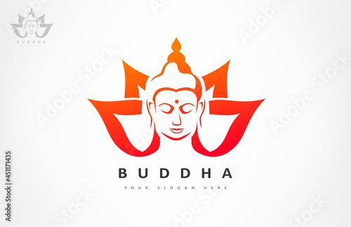 Buddha and lotus flower logo vector design