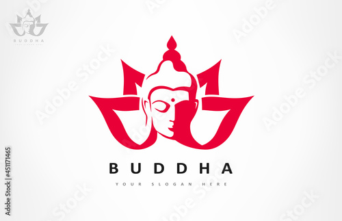 Buddha and lotus flower logo vector design