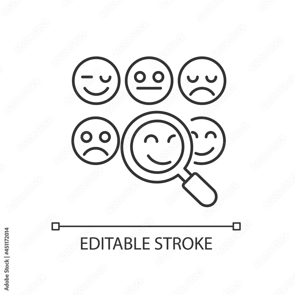 Fototapeta premium Reading emotions linear icon. Face-to-face communication. Non-verbal cues. Emotional display. Thin line customizable illustration. Contour symbol. Vector isolated outline drawing. Editable stroke