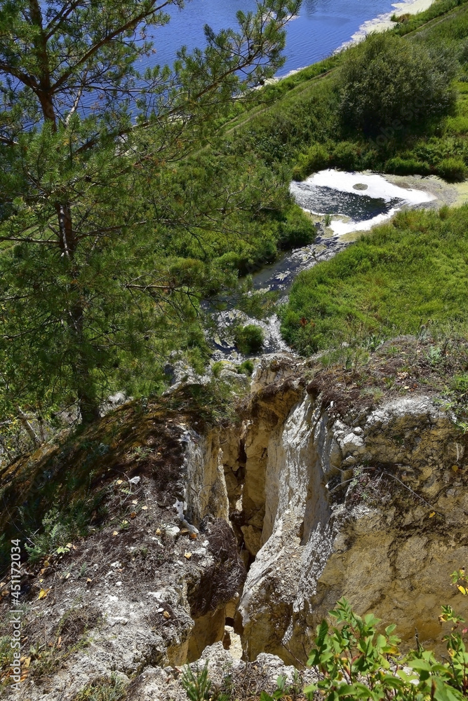 In the fault of the gypsum mountain Karavai (Loaf), the Sudinka River disappears. In the fault of the gypsum mountain Karavai (Loaf), the Sudinka River disappears.
