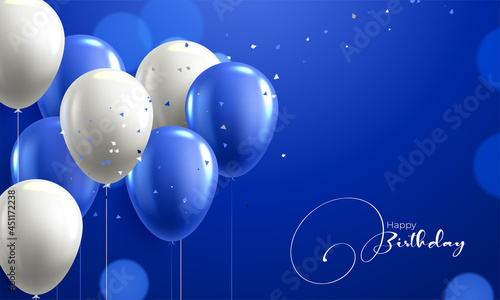 Color Glossy Happy Birthday Balloons Banner Background