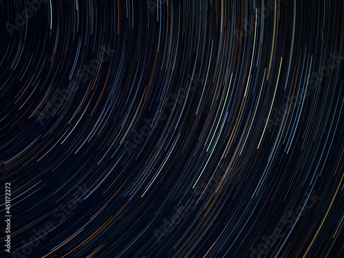 Long exposure trajectories of stars in the night sky