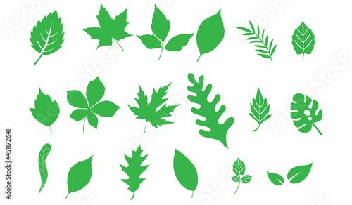 Leaf icons set ecology nature element  green leafs  environment and nature eco sign. Leaves on white background     vector