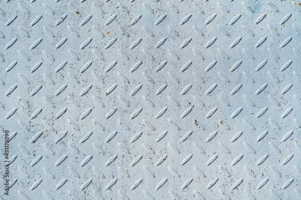 Abstract white blue metal background. Iron texture on outdoor metal wall. Abstract white blue metal background. Iron texture on outdoor metal wall.