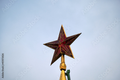 Moscow, Russia - 07.23.2021: Red star in Moscow Kremlin