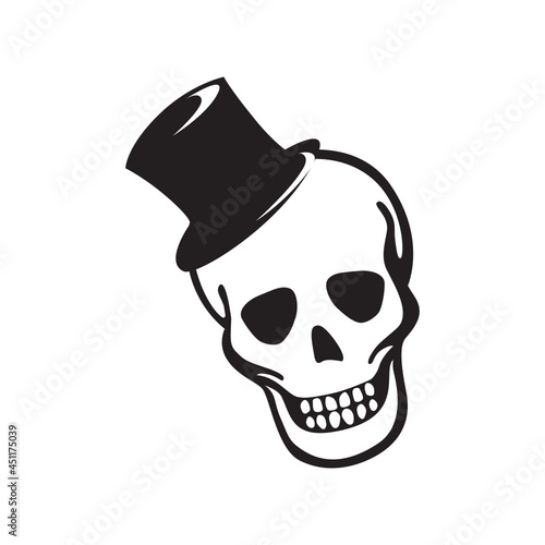 happy skull with hat, vector