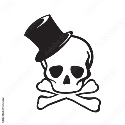 happy skull with hat, vector