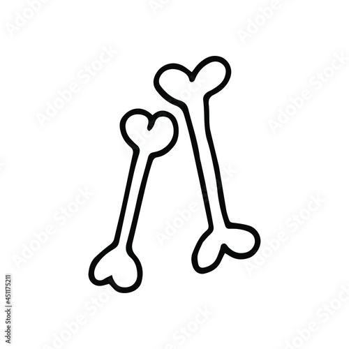 Cute doodle bones. Halloween concept.