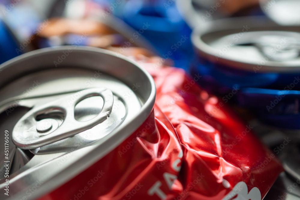 recycle aluminum metal crushed can waste background
