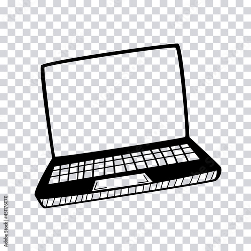 Hand drawn Laptop isolated on transparent background. Sketch. Vector illustration.