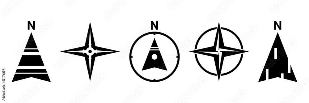 North arrows symbol vector set. 