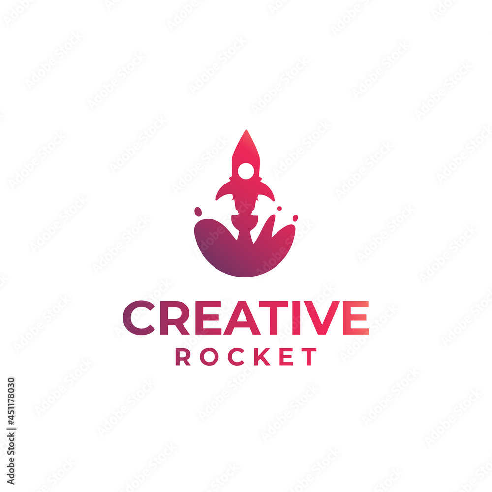 Obraz premium Creative rocket logo design, jet logo, flying rocket design, gradient rocket concept, rocket liquid design