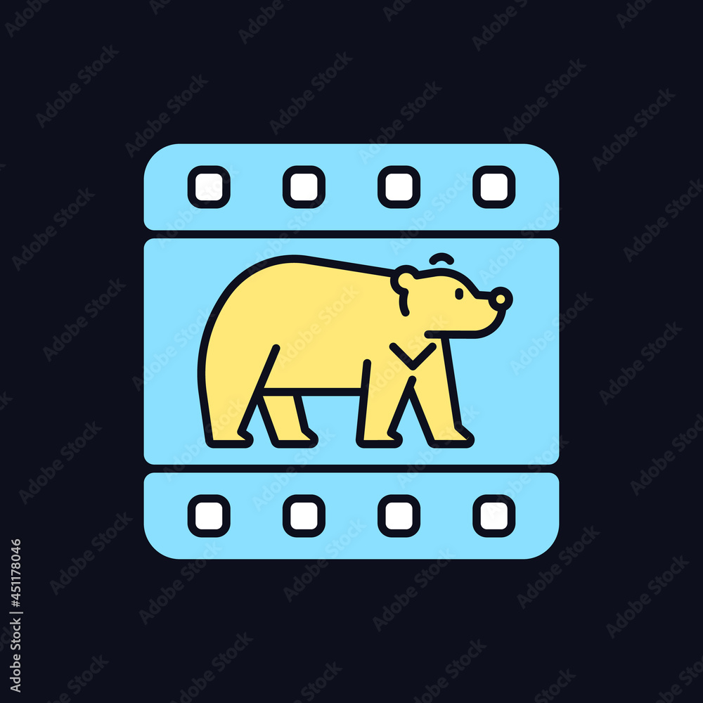 Wildlife documentary RGB color icon for dark theme. Educational ...