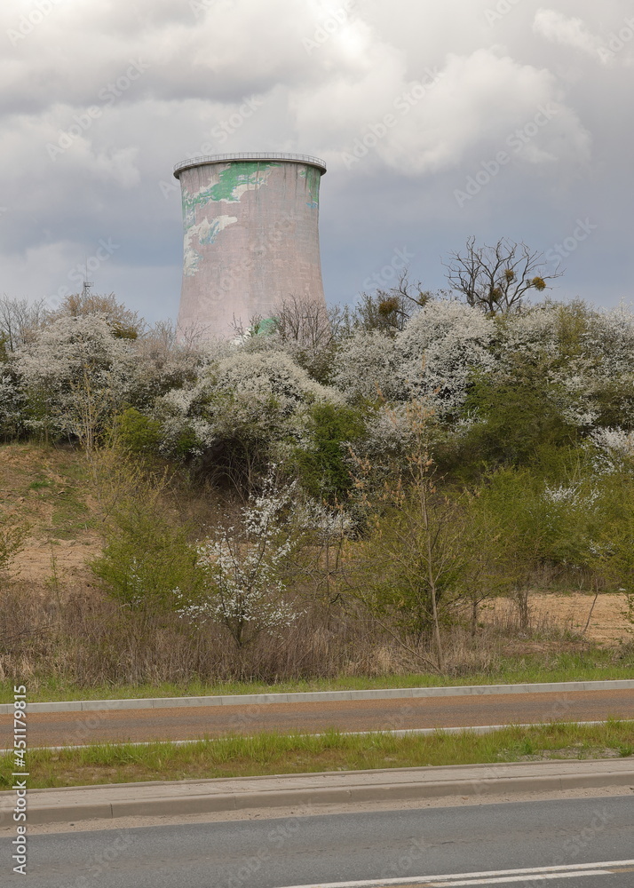 Chimney discharging steam from the municipal heat and power plant Chimney discharging steam from the municipal heat and power plant