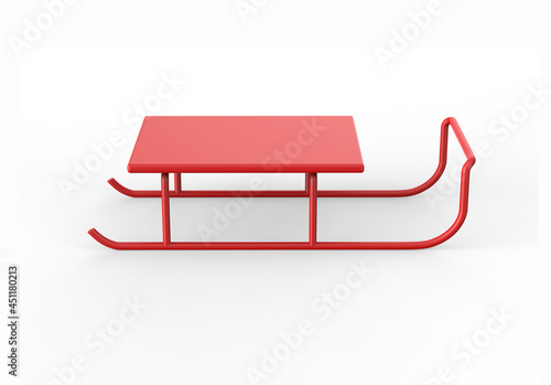 Snow sledges and toboggans mock up template on isolated white background, 3d illustration