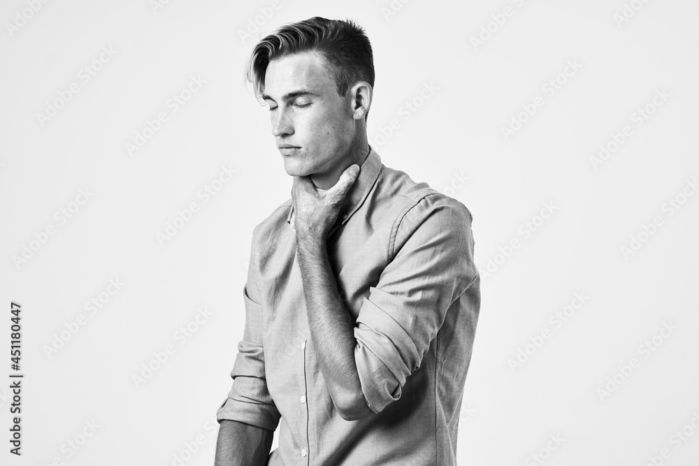 handsome man in shirt fashion hairstyle attractive look emotions handsome man in shirt fashion hairstyle attractive look emotions