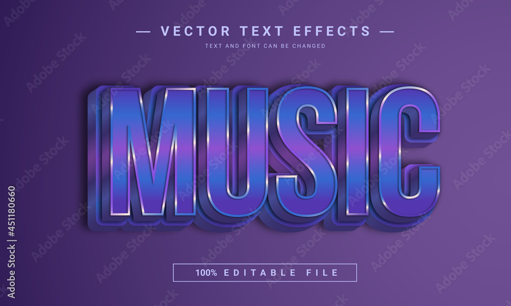 3D Music text effect - 100% editable eps file