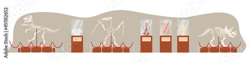 Paleontological, archaeological museum, exhibits of antiquities, dinosaur bones