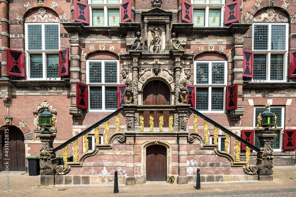 Obraz premium Detail of the town hall of Bolsward, The Netherlands
