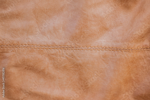 brown leather texture smooth surface with seam