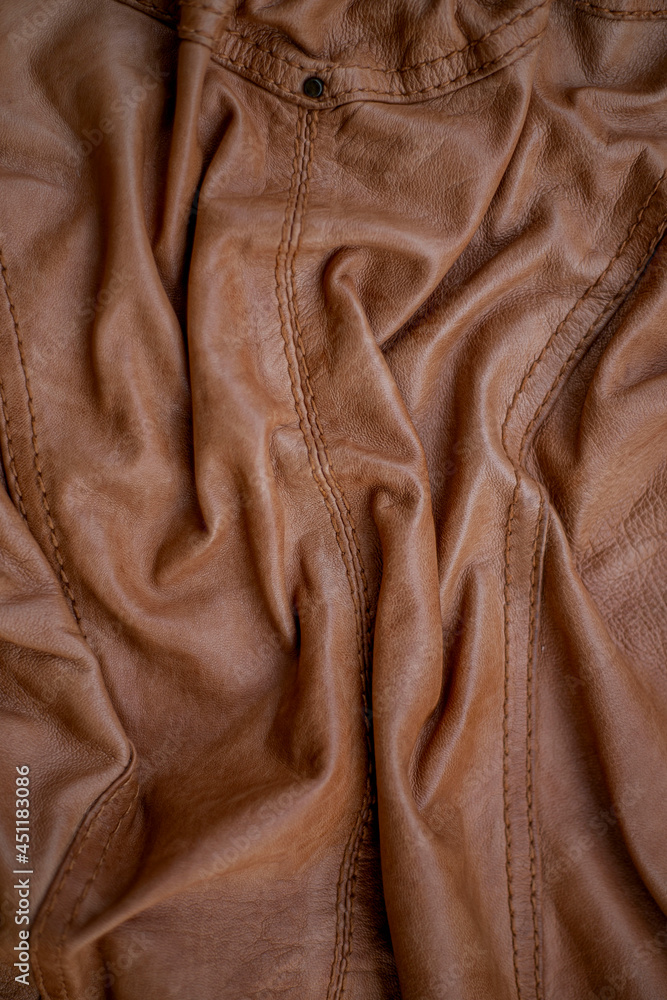Obraz premium brown leather texture crumpled surface