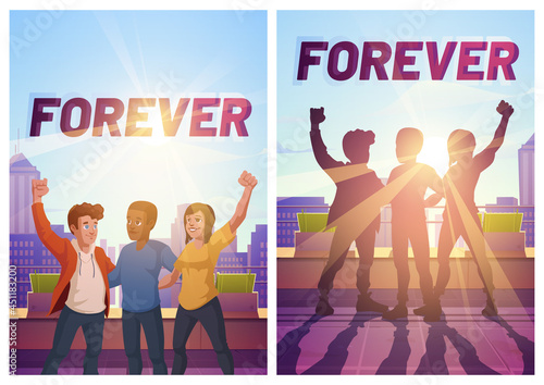Posters of friends forever with happy people