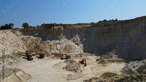 quarry sand quarry excavator truck huge span drone