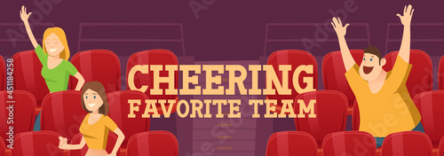 People cheering favorite team on stadium on match