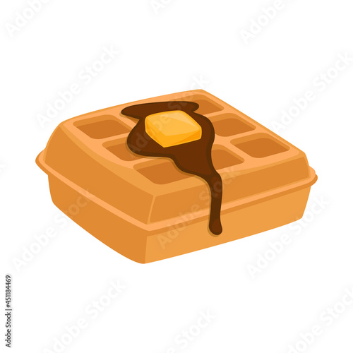 Waffle Sign Emoji Icon Illustration. Belgium Dessert Vector Symbol Emoticon Design Clip Art Sign Comic Style.