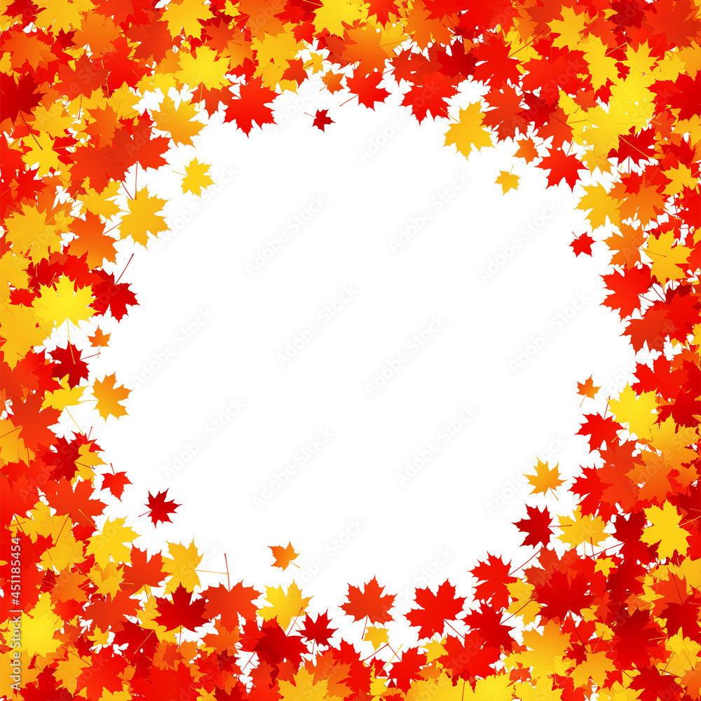 Maple leaves round frame on white background. Vector Maple leaves round frame on white background. Vector
