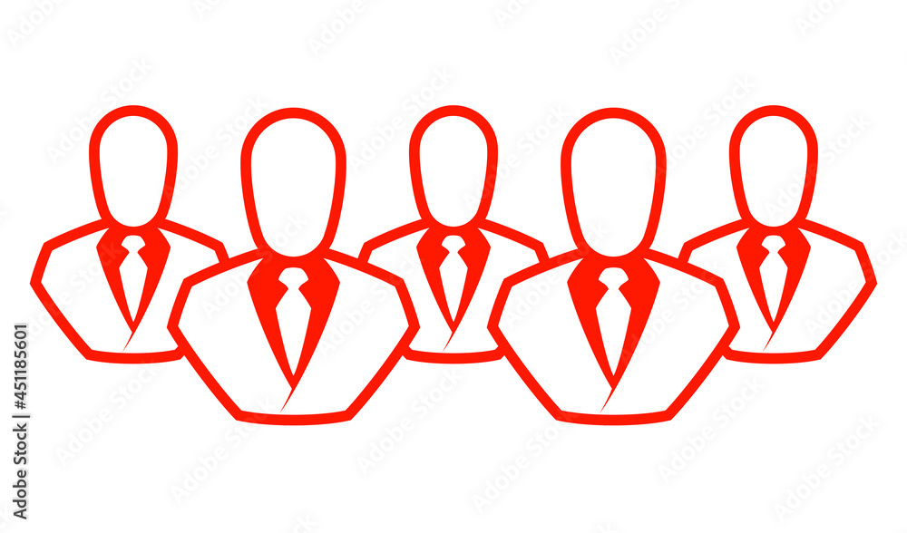 Obraz premium People line icon. Outline persons solid, group linear black pictogram. Simple image business collective people. Labor men collective silhouette. Office staff icon, bodyguards. Employees of bank