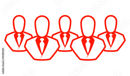 People line icon. Outline persons solid, group linear black pictogram. Simple image business collective people. Labor men collective silhouette. Office staff icon, bodyguards. Employees of bank