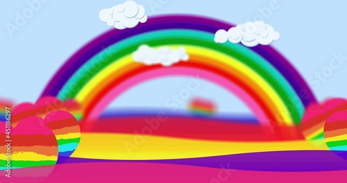 Lgbtq symbol flag background and heart colorful loop. gay pride