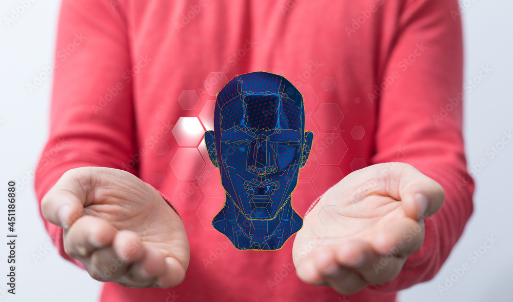 Fototapeta premium Human head and brain.Deep learning , Machine learning and artificial intelligence , AI Technology,