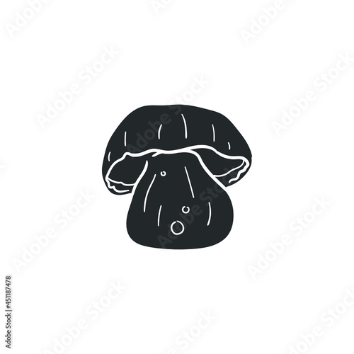 Boletus Aereus Icon Silhouette Illustration. Mushroom Food Vector Graphic Pictogram Symbol Clip Art. Doodle Sketch Black Sign.