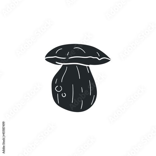 Boletus Edulis Icon Silhouette Illustration. Gourmet Mushroom Vector Graphic Pictogram Symbol Clip Art. Doodle Sketch Black Sign.